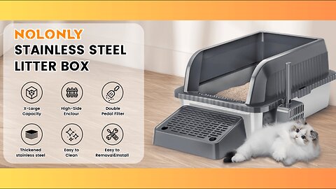 Stainless Steel Cat Litter Box, XL Extra Large Enclosure Litter Box with Lid for Small Big Cats