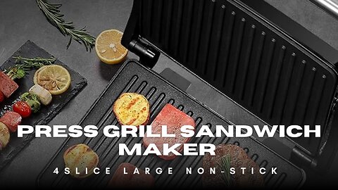OSTBA Panini Press Grill Indoor Sandwich Maker with Temperature Setting, 4 Slice Large Non-stick