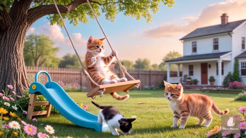 Mama Cat Trims Fur on the Farm and Makes Tiger Hat For Kittens At Home🐾🎩🐯_6