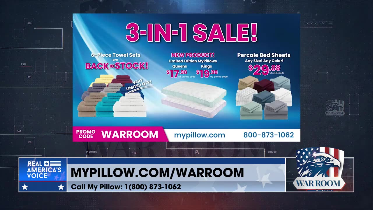 Go To MyPillow.com/warroom And Order Your WarRoom Posse Exclusive Deals Today!