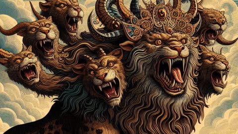 The seventh head recieves the sword stroke