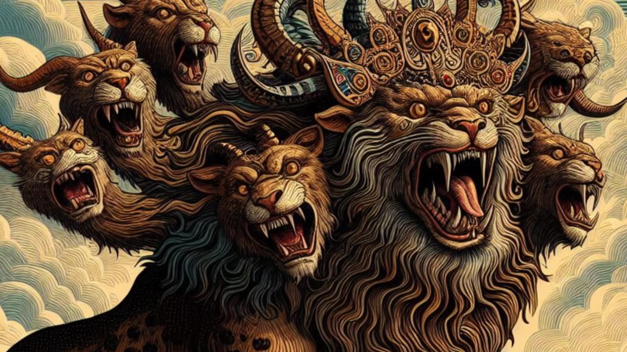 The seventh head recieves the sword stroke