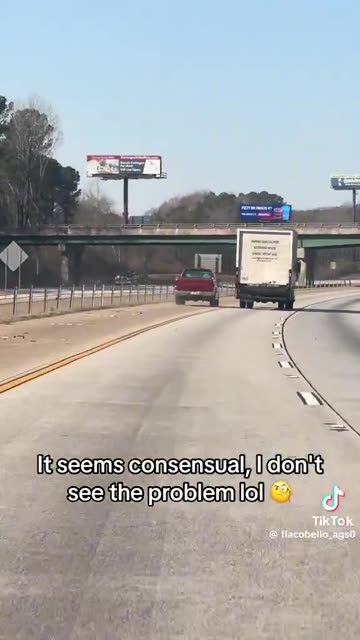 Insane road rage between a pickup truck and a box truck in the Atlanta area.