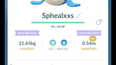 Pokémon GO-Evolving XXS Spheal(Weight-9.76kg, Height-0.39m)