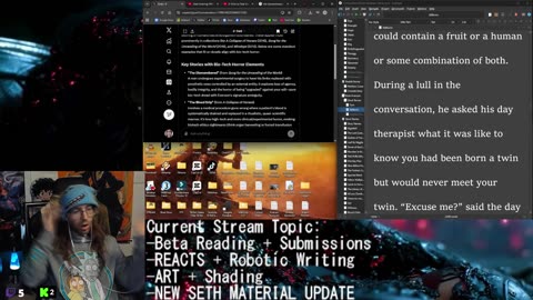 NEW SETH MATERIAL UPDATE Beta Reading + REACTS + Commentary + Writing: Robotic Writing| Drawing: Shading | Brian Evenson: New Story Research!