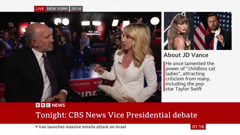 BBC News coverage of the 2024 Vice Presidential Debate with Howard Lutnick