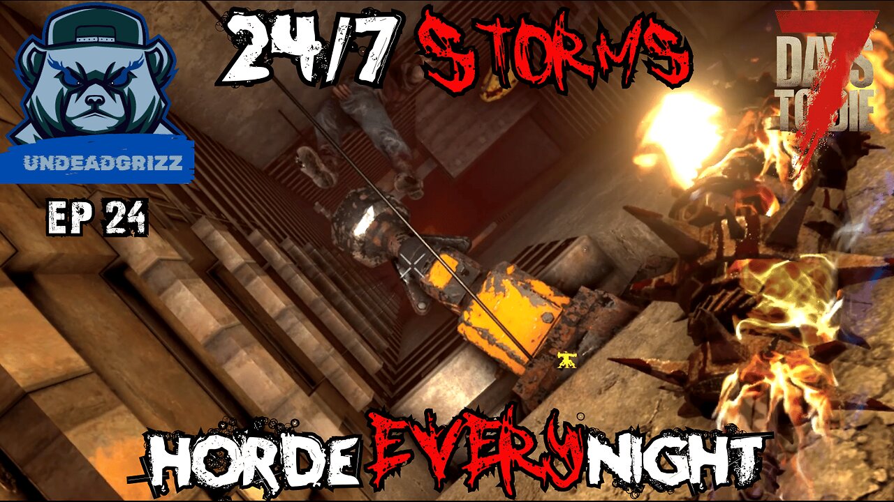 7 Days to Die 24/7 Storms + Horde Every Night | Ep24 – FALLPIT CONSTRUCTION! PART 2