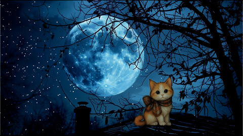 🌙Join Ginger Under The Moon! Relaxing Cricket And Purring Sounds | Atmospheric Halloween Ambience