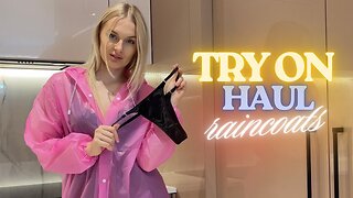 [4K] Transparent Pink Raincoat Try-On | Soft, Sweet & Calm Aesthetic