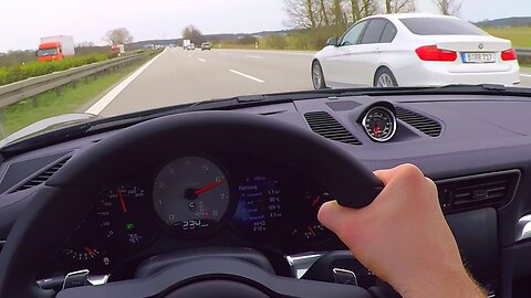 Porsche 911 Onboard Acceleration Driver view 991 S Turbo Autobahn Sound