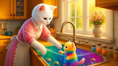 🌈🐱 Rainbow Cat's Naughty Prank, Cat Mom Can’t Catch a Break!