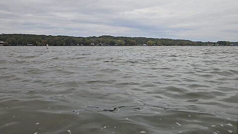 Choppy waters under grey skies at Lake of the Ozarks in Missouri