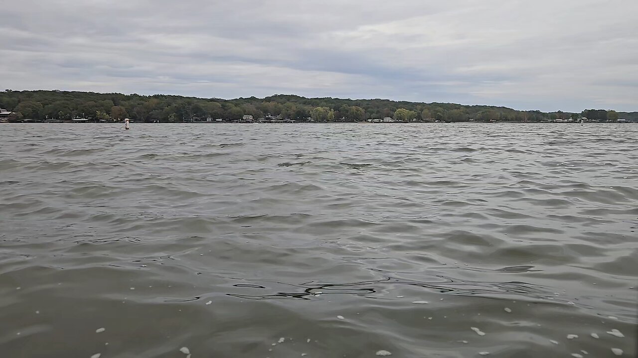 Choppy waters under grey skies at Lake of the Ozarks in Missouri