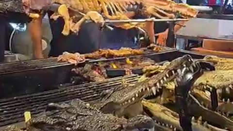 Insane Street Food! Thai Crocodile Roasting You Have to See 🐊🔥