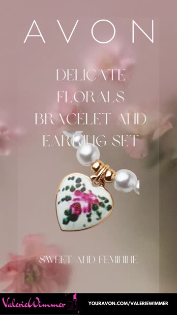 AVON Delicate Florals Bracelet and Earring Set
