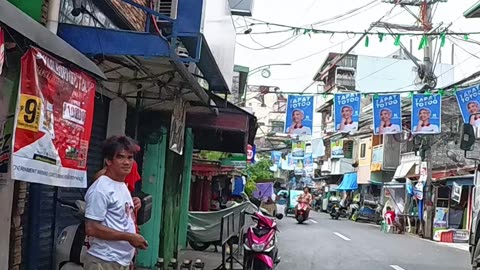 Early Start on Wagas Street in Tondo, Manila City, Philippines