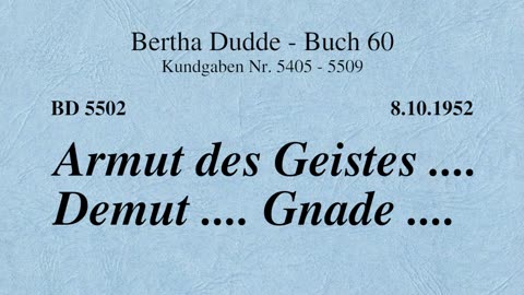 BD 5502 - ARMUT DES GEISTES .... DEMUT .... GNADE ....