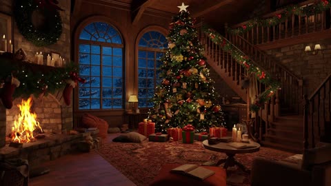 Nostalgic Christmas Music 2025 - Christmas Ambience w⧸ Snow Sounds - Crackling Fireplace