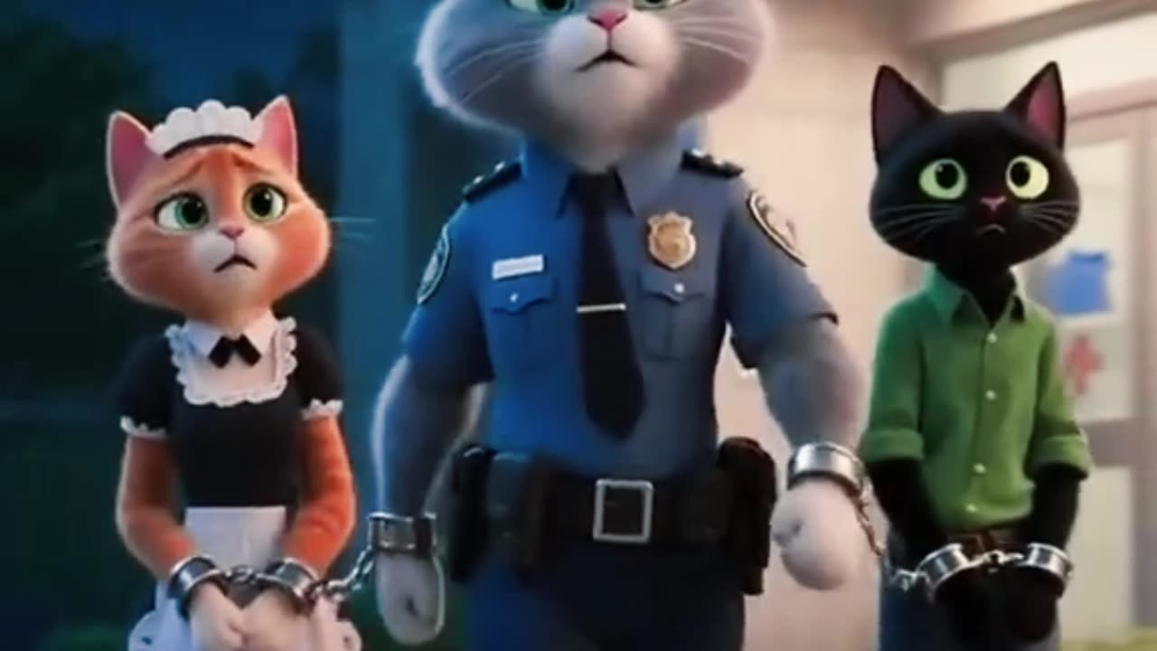 Upset Little Kitty Father Save Kitty