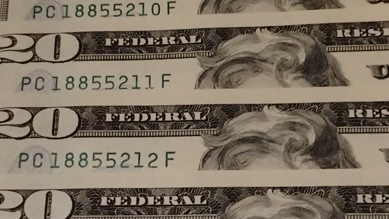 10 $20 bills in sequence 4 sale on eBay
