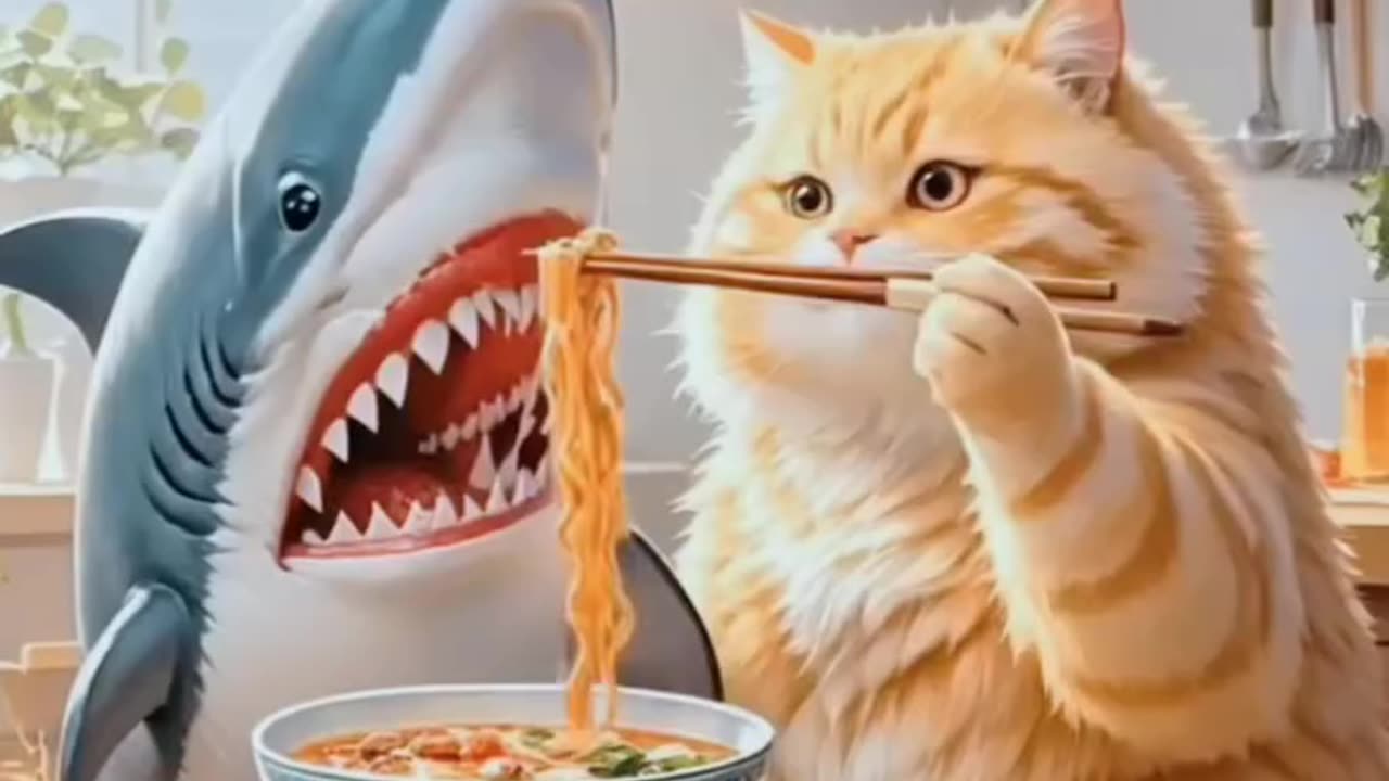 Cat with pet shark funny series videos
