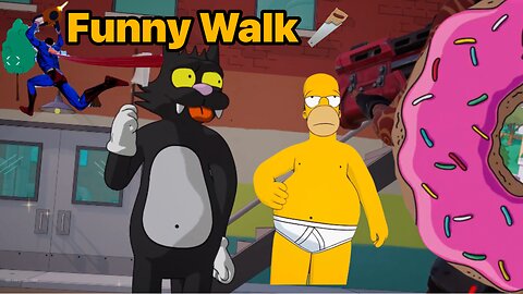 Fortnite Simpsons the Homer with Donut walking with Saw - mini gameplay