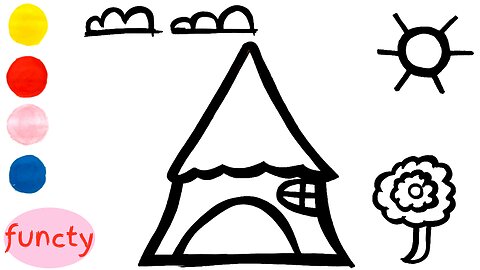 How to draw and color a hut for kids