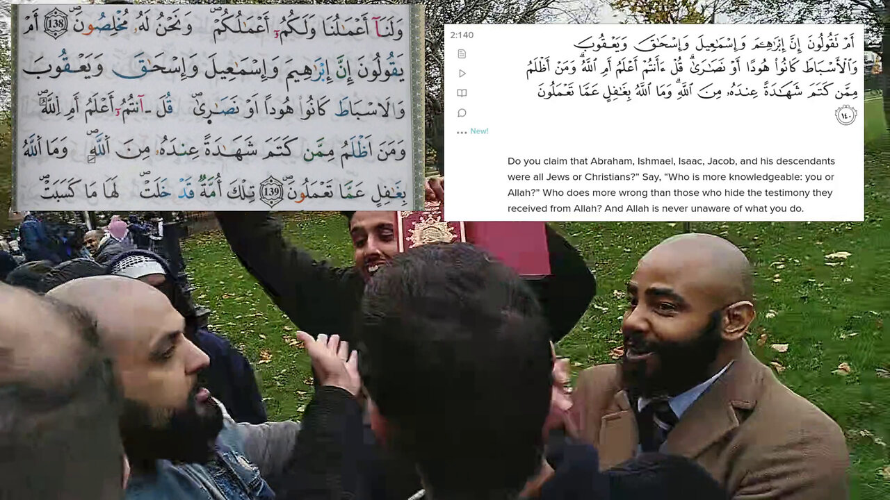 Two Different Arabic Qurans, Right In The Muslims Faces At Speakers Corner