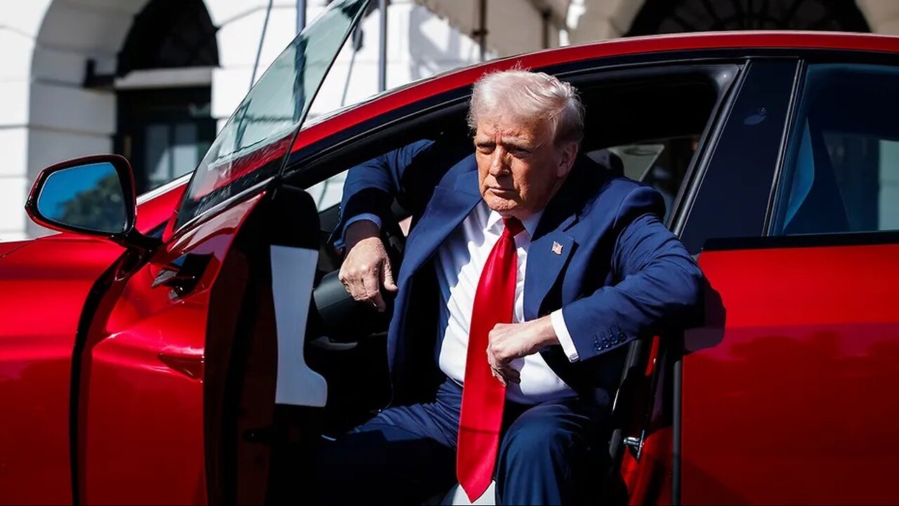 Trump Pulls Up to the White House in a Tesla While the Left Tries to Cancel Elon!