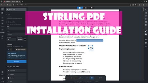 Stirling PDF Installation Tutorial – Self-Host Your Open Source PDF Editor in Minutes!