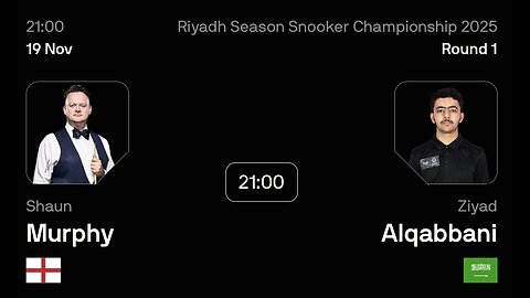 🔴 ถ่ายทอดสดสนุกเกอร์ 🏴󠁧󠁢󠁥󠁮󠁧󠁿 ฌอน เมอร์ฟี่ย์ VS ซิยาด อัลกาบบานี่ 🇸🇦 ศึก ริยาดห์ ซีซั่น