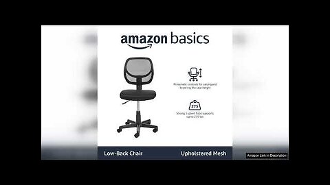 Amazon Basics Office Computer Task Desk Chair, Low-Back, Pneumatic Seat, Breathable Mesh, Review