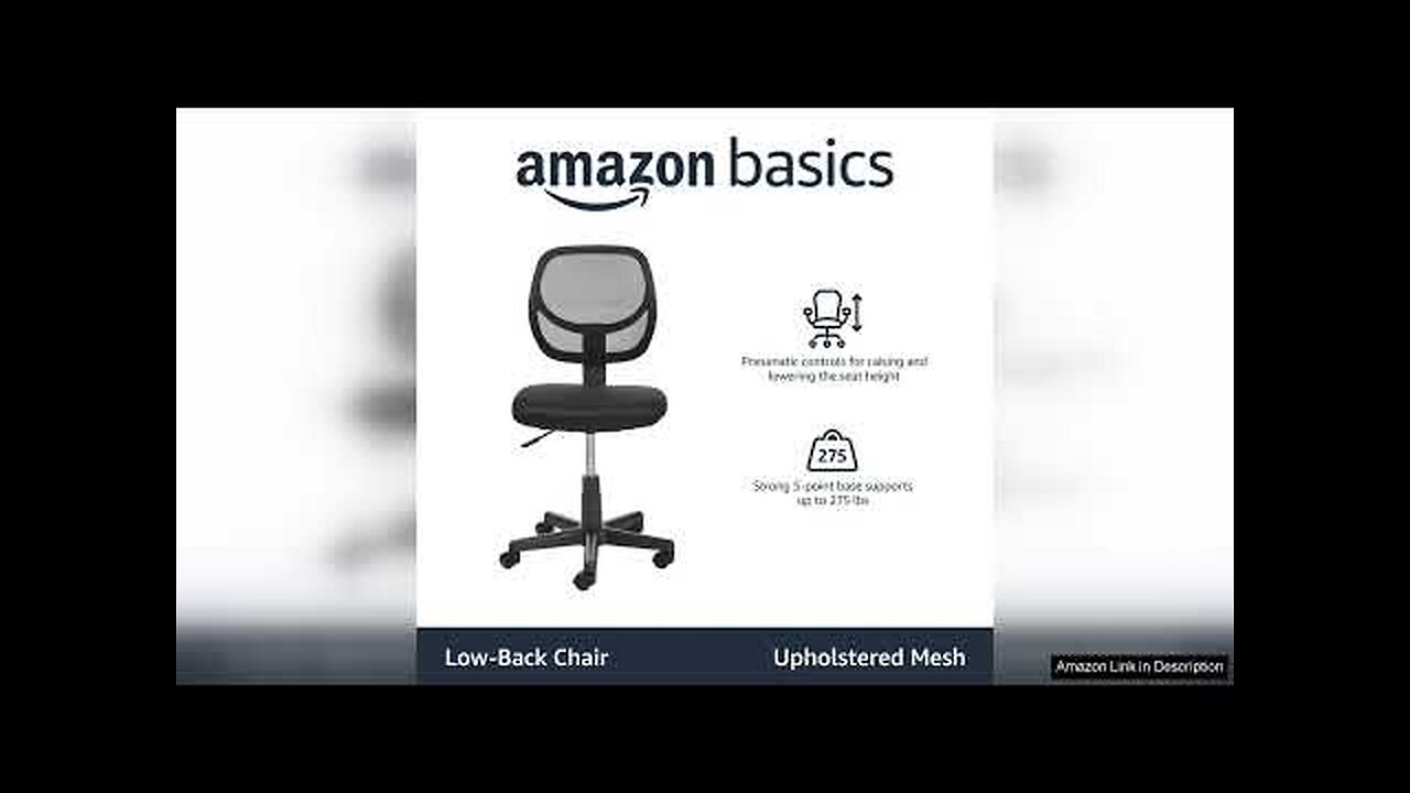 Amazon Basics Office Computer Task Desk Chair, Low-Back, Pneumatic Seat, Breathable Mesh, Review