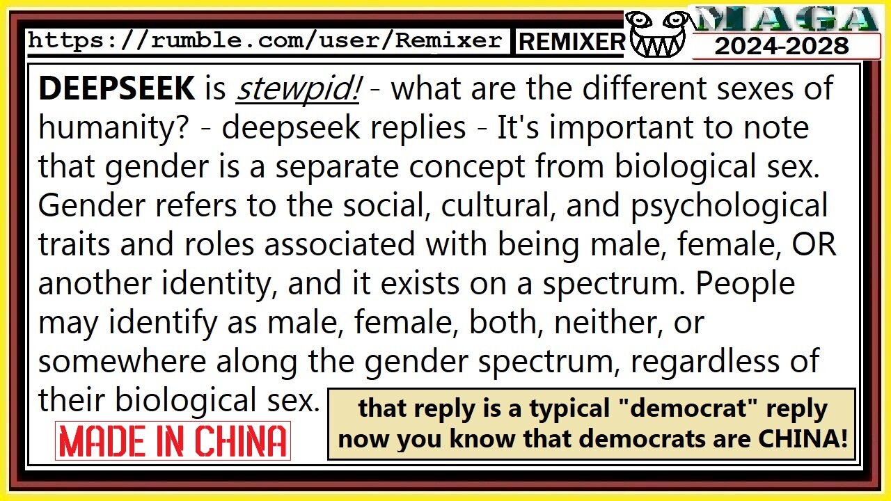 DEEPSEEK is stewpid! - what are the different sexes of humanity?