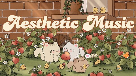 Aesthetic Music✨🌟 Lofi Kitty 🍓1 Hour Cafe Song🍨 Stream cafe☕ cute & relaxing