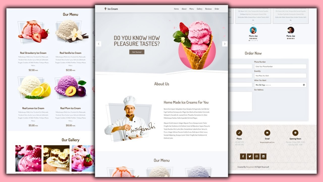 HTML, CSS and JavaScript Responsive Ice Cream Website Design | Project for Beginners