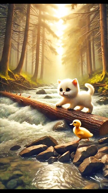 bank of RiverSad Moment Of meow Cat 🥺 #Meow #Cat #Duck #DuckRunning #ViralVideos #Trending #Viral