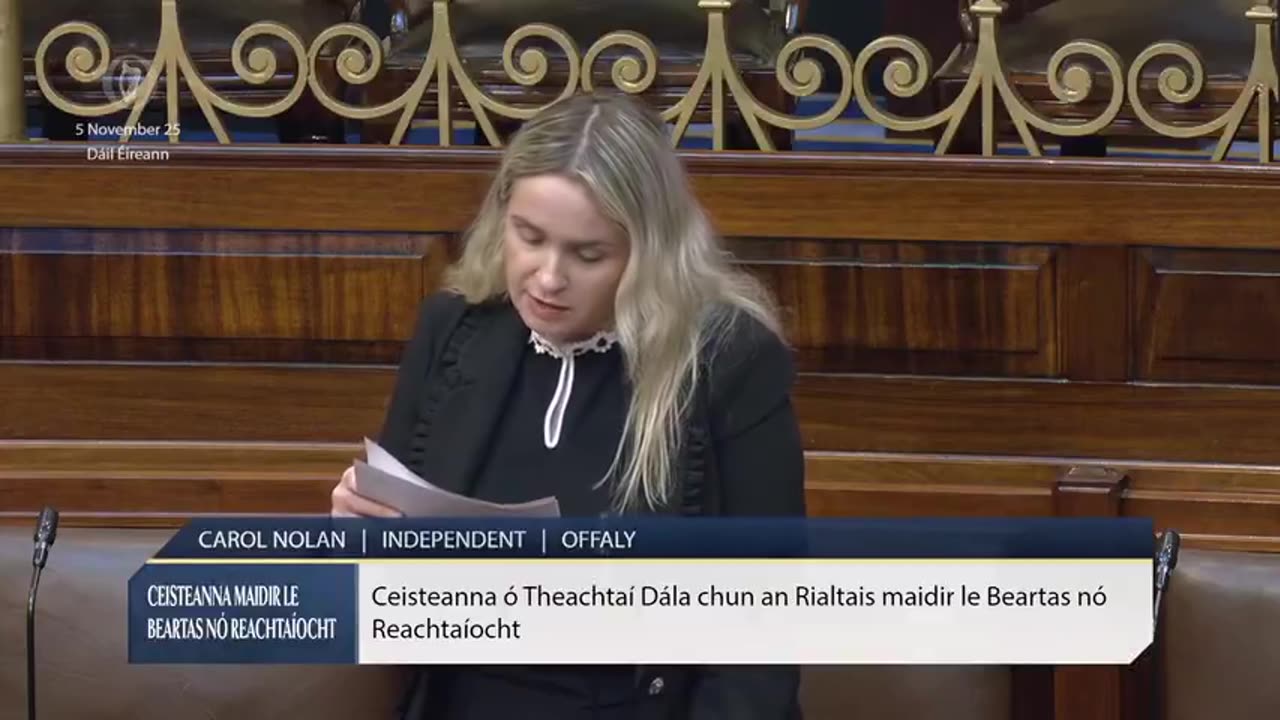 Carol Nolan TD calling for deportation all non-nationals convicted of violent crimes.