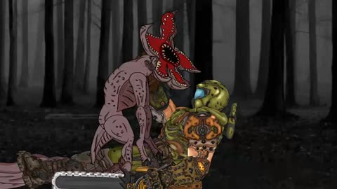 DOOM SLAYER vs Demogorgon, Vecna, Mind flayer, Stranger Things . Animation Drawing Cartoon 2.