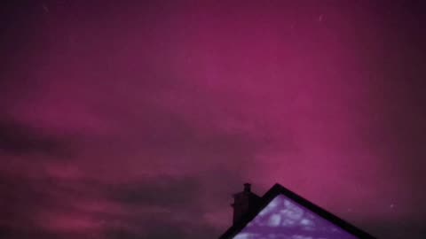 Pink aurora borealis