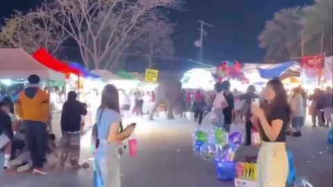 Elephant Scared by Fireworks Runs Through Fair Crowd