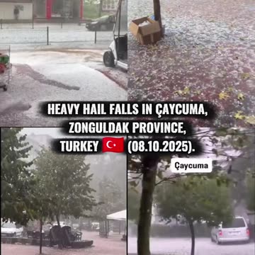 Heavy hail falls in Çaycuma, Zonguldak Province, Turkey 🇹🇷 (08.10.2025).
