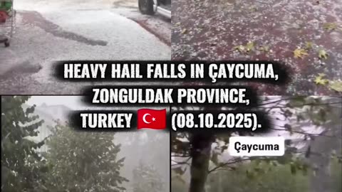 Heavy hail falls in Çaycuma, Zonguldak Province, Turkey 🇹🇷 (08.10.2025).