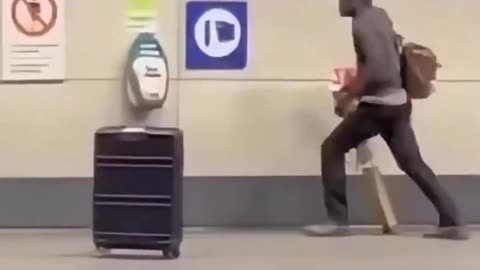 He doesn't want to pay for ticket in Italy, so he trashes ticket machine.