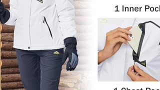 MAGCOMSEN Womens Ski Jacket Waterproof Insulated Snow Jacket Warm Windproof Winter Coats with Hood