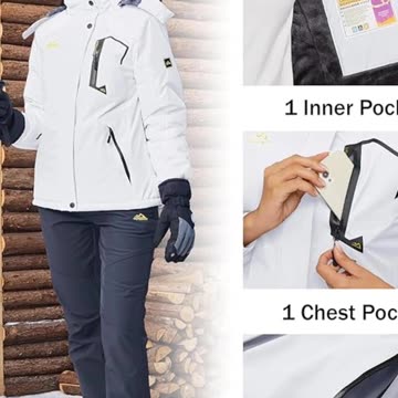 MAGCOMSEN Womens Ski Jacket Waterproof Insulated Snow Jacket Warm Windproof Winter Coats with Hood