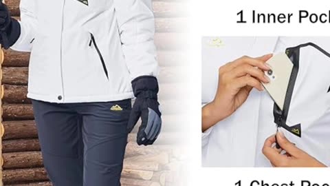 MAGCOMSEN Womens Ski Jacket Waterproof Insulated Snow Jacket Warm Windproof Winter Coats with Hood