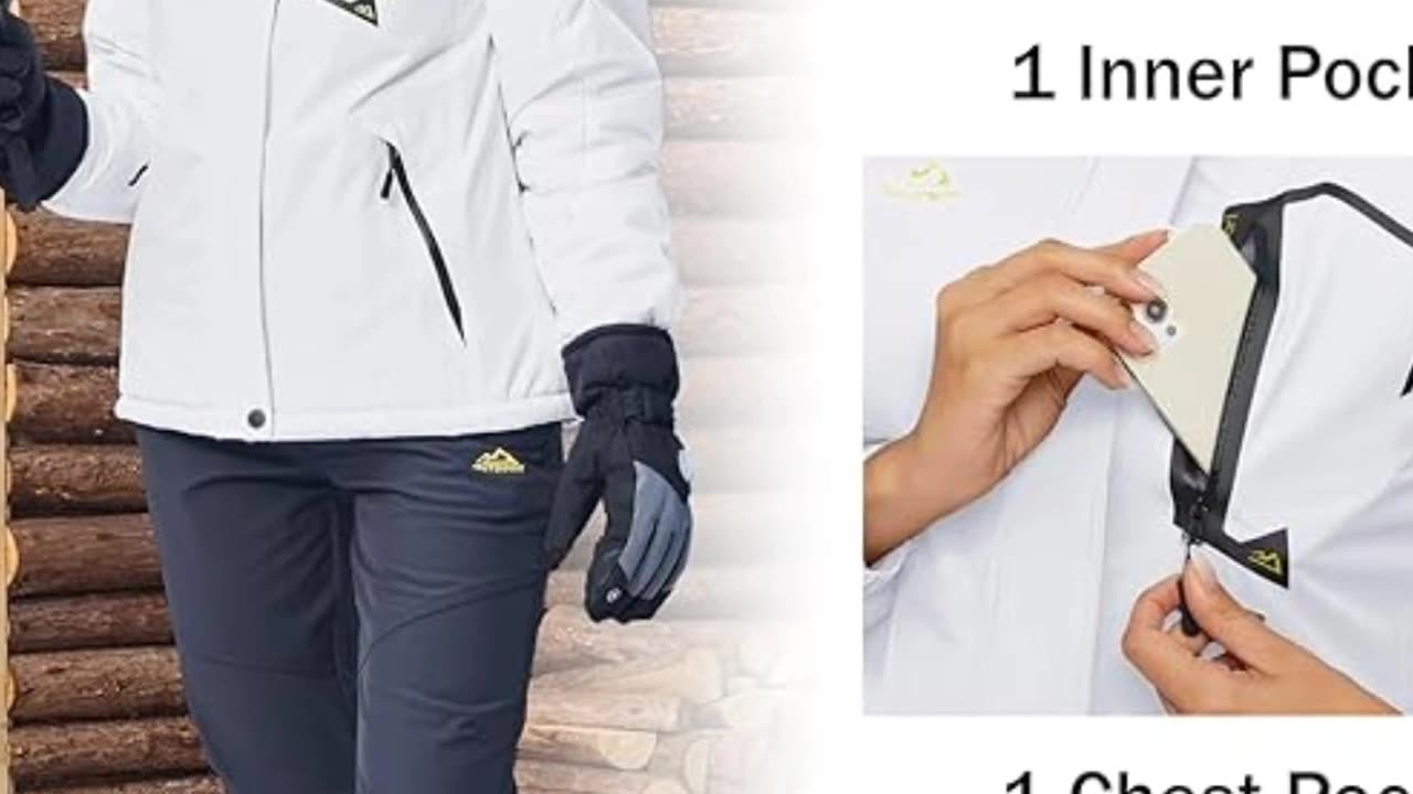 MAGCOMSEN Womens Ski Jacket Waterproof Insulated Snow Jacket Warm Windproof Winter Coats with Hood