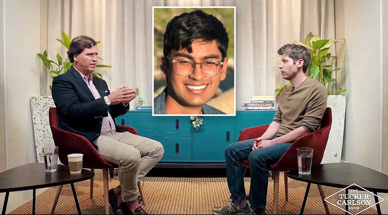 Sam Altman confronted by Tucker Carlson about the death of the OpenAl whistleblower, Suchir Balaji