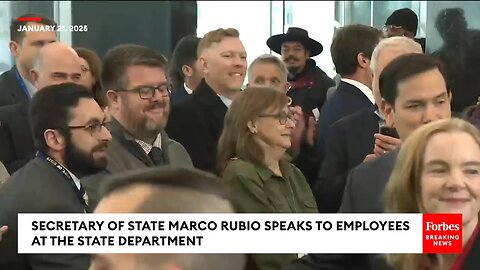 Newly Sworn-In Secretary Of State Marco Rubio Speaks To Employees At The State Dept